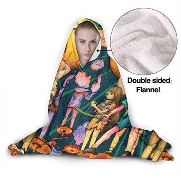 Adventure Time Hooded Blanket - Soft and Warm Flannel Fluffy Wearable Hooded Blanket