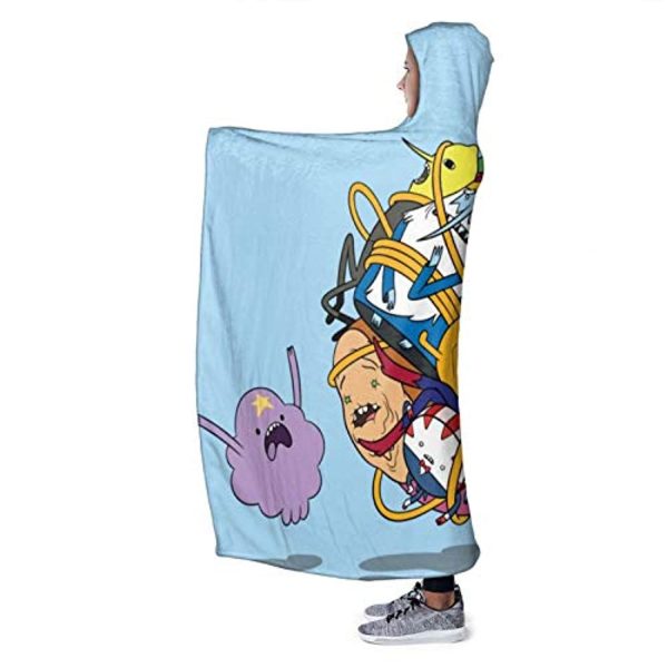 Adventure Time Hooded Blanket - Soft and Warm Flannel Fluffy Wearable Hooded Blanket