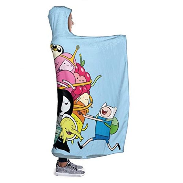 Adventure Time Hooded Blanket - Soft and Warm Flannel Fluffy Wearable Hooded Blanket