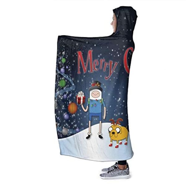 Adventure Time Hooded Blanket - Soft and Warm Flannel Fluffy Wearable Hooded Blanket