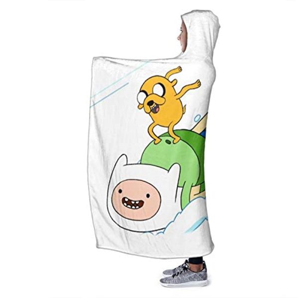 Adventure Time Hooded Blanket - Soft and Warm Flannel Fluffy Wearable Hooded Blanket
