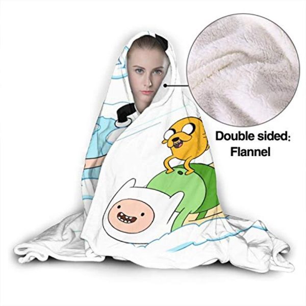 Adventure Time Hooded Blanket - Soft and Warm Flannel Fluffy Wearable Hooded Blanket