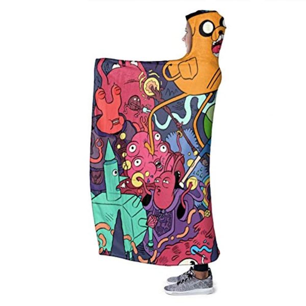 Adventure Time Hooded Blanket - Soft and Warm Flannel Fluffy Wearable Hooded Blanket