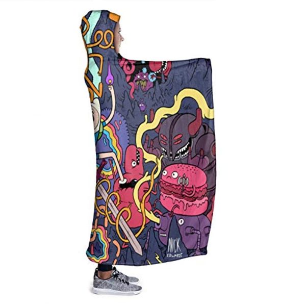 Adventure Time Hooded Blanket - Soft and Warm Flannel Fluffy Wearable Hooded Blanket