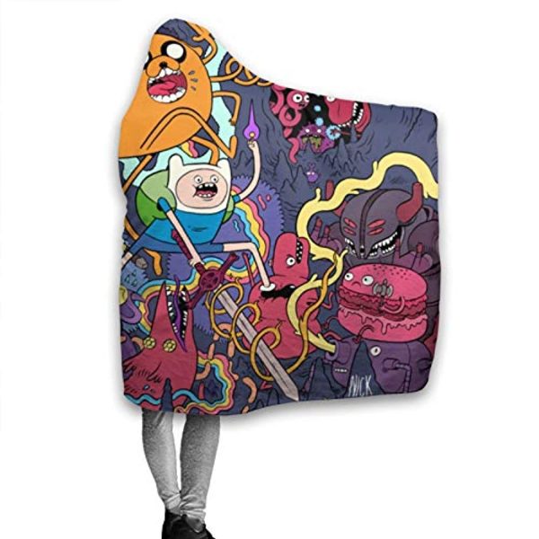 Adventure Time Hooded Blanket - Soft and Warm Flannel Fluffy Wearable Hooded Blanket