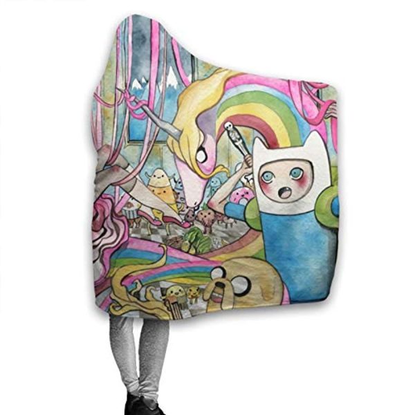 Adventure Time Hooded Blanket - Soft and Warm Flannel Fluffy Wearable Hooded Blanket