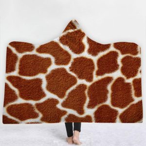 Animal Hooded Blankets - Animal Series Giraffe Pattern Icon Fleece Hooded Blanket