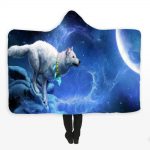 Animal Hooded Blankets - Animal Series Ice Wolf Fleece Hooded Blanket