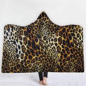 Animal Hooded Blankets - Animal Series Jaguar Pattern Icon Fleece Hooded Blanket
