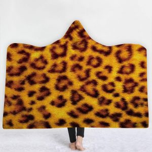 Animal Hooded Blankets - Animal Series Leopard Print Fleece Hooded Blanket