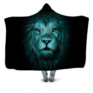 Animal Hooded Blankets - Animal Series Lion Icon Black Fleece Hooded Blanket