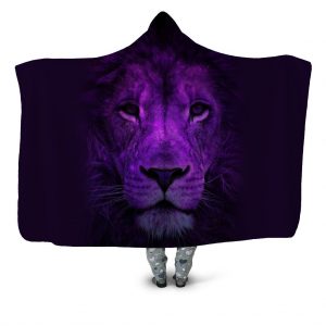 Animal Hooded Blankets - Animal Series Lion Purple Fleece Hooded Blanket