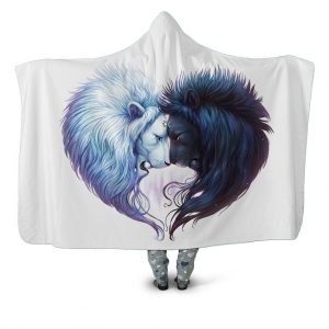 Animal Hooded Blankets - Animal Series Lion White and Black Fleece Hooded Blanket