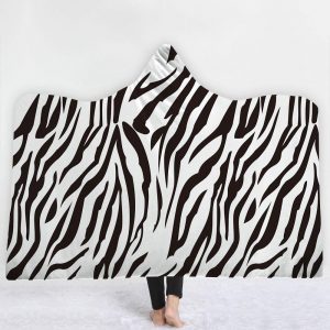 Animal Hooded Blankets - Animal Series Pattern Icon White Fleece Hooded Blanket