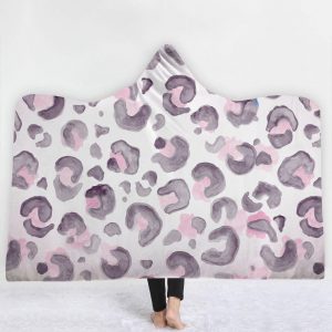 Animal Hooded Blankets - Animal Series Pattern Icon White Fleece Hooded Blanket