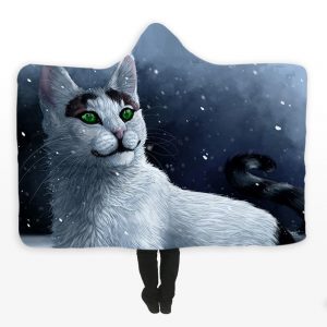 Animal Hooded Blankets - Animal Series White Cat Super Cool Fleece Hooded Blanket