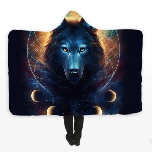 Animal Hooded Blankets - Animal Series Wolf Galaxy Super Cool Fleece Hooded Blanket