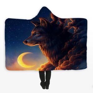 Animal Hooded Blankets - Animal Series Wolf God Fleece Hooded Blanket