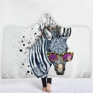 Animal Hooded Blankets - Animal Series Zebra Icon Super Cool Fleece Hooded Blanket