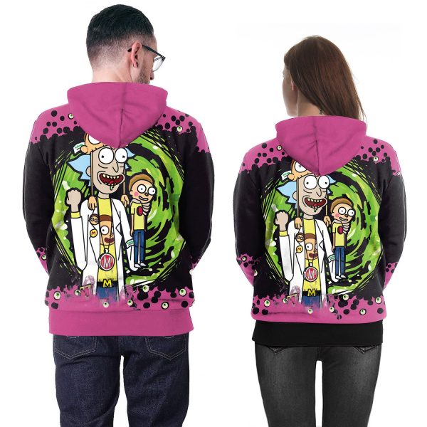 Anime 3D Printed Rick and Morty Purple Hoodie