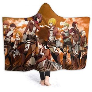 Anime Attack On Titan Fleece Blanket - Flannel Winter Travel Hooded Blanket