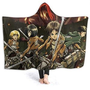 Anime Attack On Titan Fleece Flannel Hooded Blanket - Warm Throw Winter Blanket