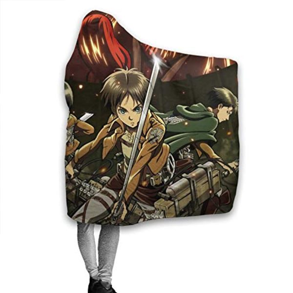 Anime Attack On Titan Fleece Flannel Hooded Blanket - Warm Throw Winter Blanket
