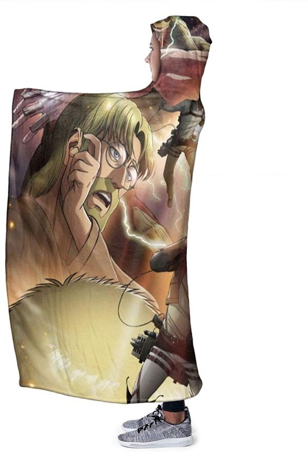 Anime Attack On Titan Hooded Blanket - Fleece Flannel Wearable Super Soft Blanket