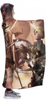 Anime Attack On Titan Hooded Blanket - Fleece Flannel Wearable Super Soft Blanket