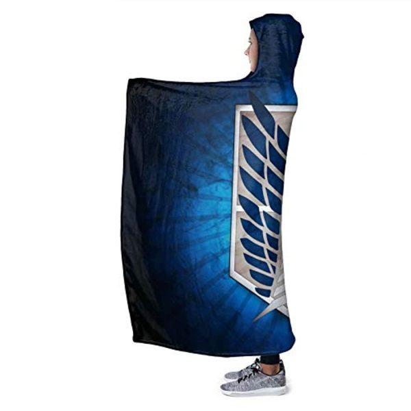Anime Attack On Titan Hooded Blanket - Fleece Wearable Throw Blanket