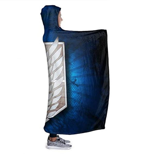 Anime Attack On Titan Hooded Blanket - Fleece Wearable Throw Blanket