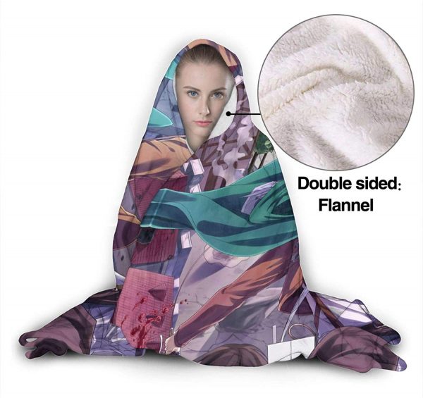 Anime Attack On Titan Hooded Blanket - Levi Ackerman Sword Flannel Blanket