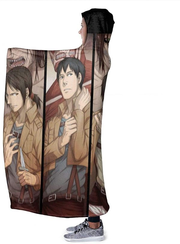 Anime Attack On Titan Hooded Blanket - Levi Ackerman Sword Flannel Blanket