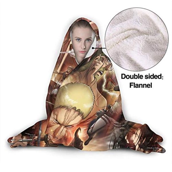 Anime Attack On Titan Hooded Blanket - Manga Flannel Hooded Cloak