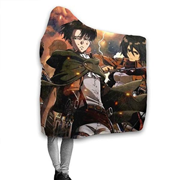 Anime Attack On Titan Hooded Blanket - Wearable Soft Throw Blanket