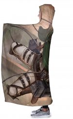 Anime Attack On Titan Levi Ackerman Sword Flannel Hooded Blanket