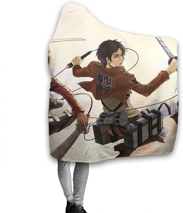 Anime Attack On Titan Throw Wearable Hooded Blanket