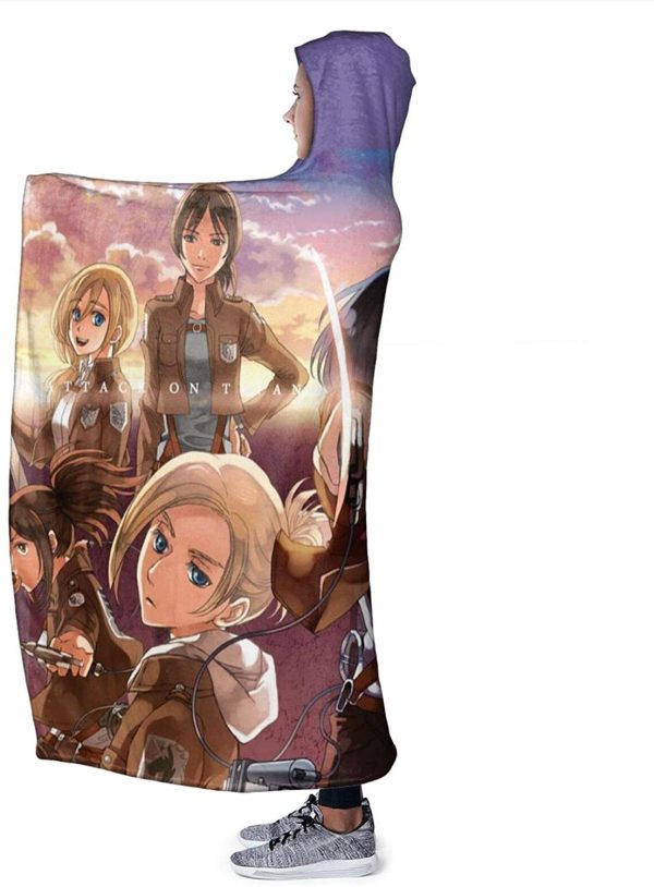 Anime Attack On Titan Throw Wearable Hooded Blanket