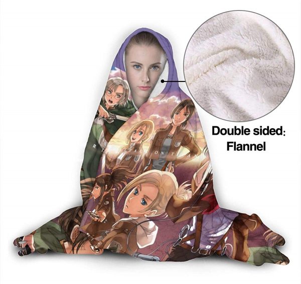 Anime Attack On Titan Throw Wearable Hooded Blanket
