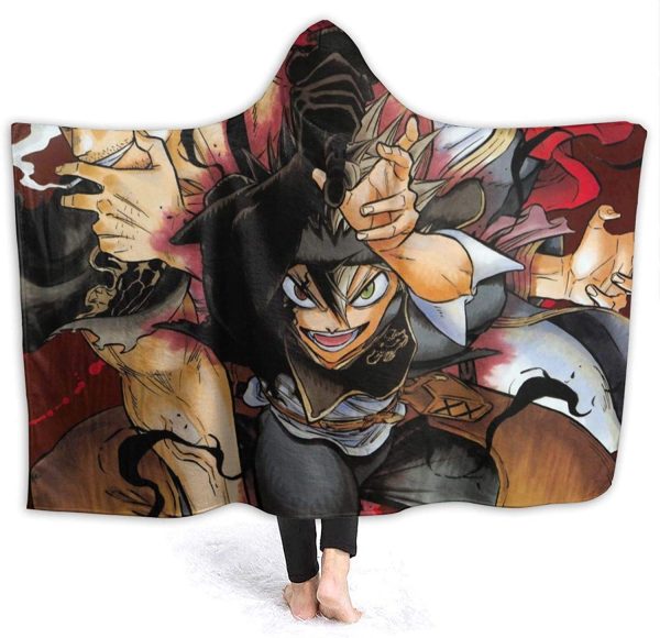 Anime Black Clover Fleece Flannel Hooded Travel Blankets