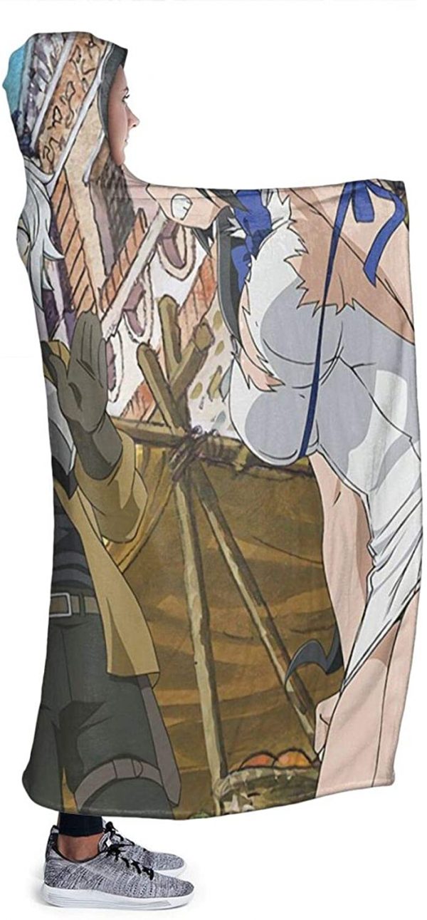 Anime Danmachi Fleece Flannel Hooded Blankets