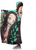 Anime Demon Slayer Fleece Flannel Hooded Blankets