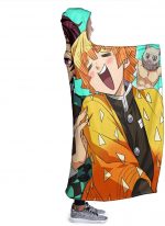 Anime Demon Slayer Fleece Flannel Hooded Blankets