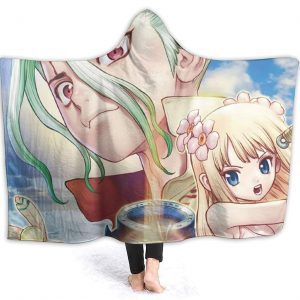 Anime Dr. Stone Flannel Hooded Blanket - Fleece Winter Travel Blanket