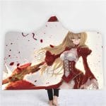 Anime Fate Stay Night 3D Printing Fleece Hooded Blanket