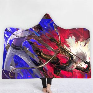 Anime Fate Stay Night 3D Printing Fleece Hooded Blanket