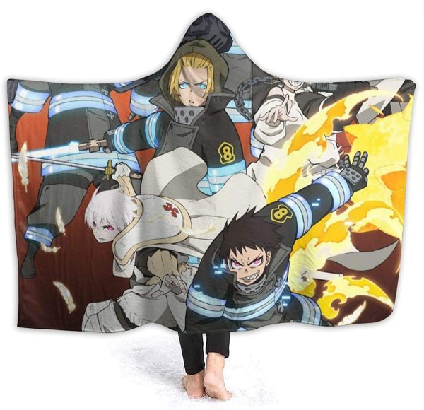 Anime Fire Force Hooded Blanket -  Flannel Blanket