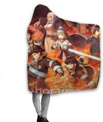 Anime Fire Force Red Flannel Hooded Blanket