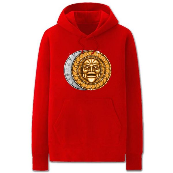 Anime Game Hoodies - Solid Color Lucky Coin Icon Fleece Hoodie
