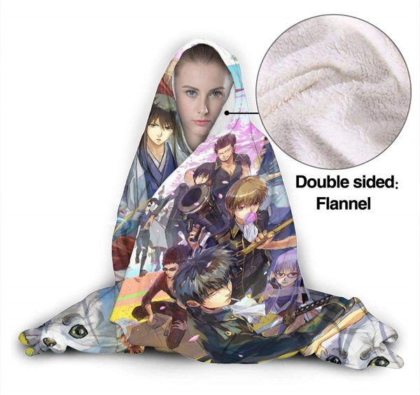 Anime Gintama Flannel Hooded Blanket